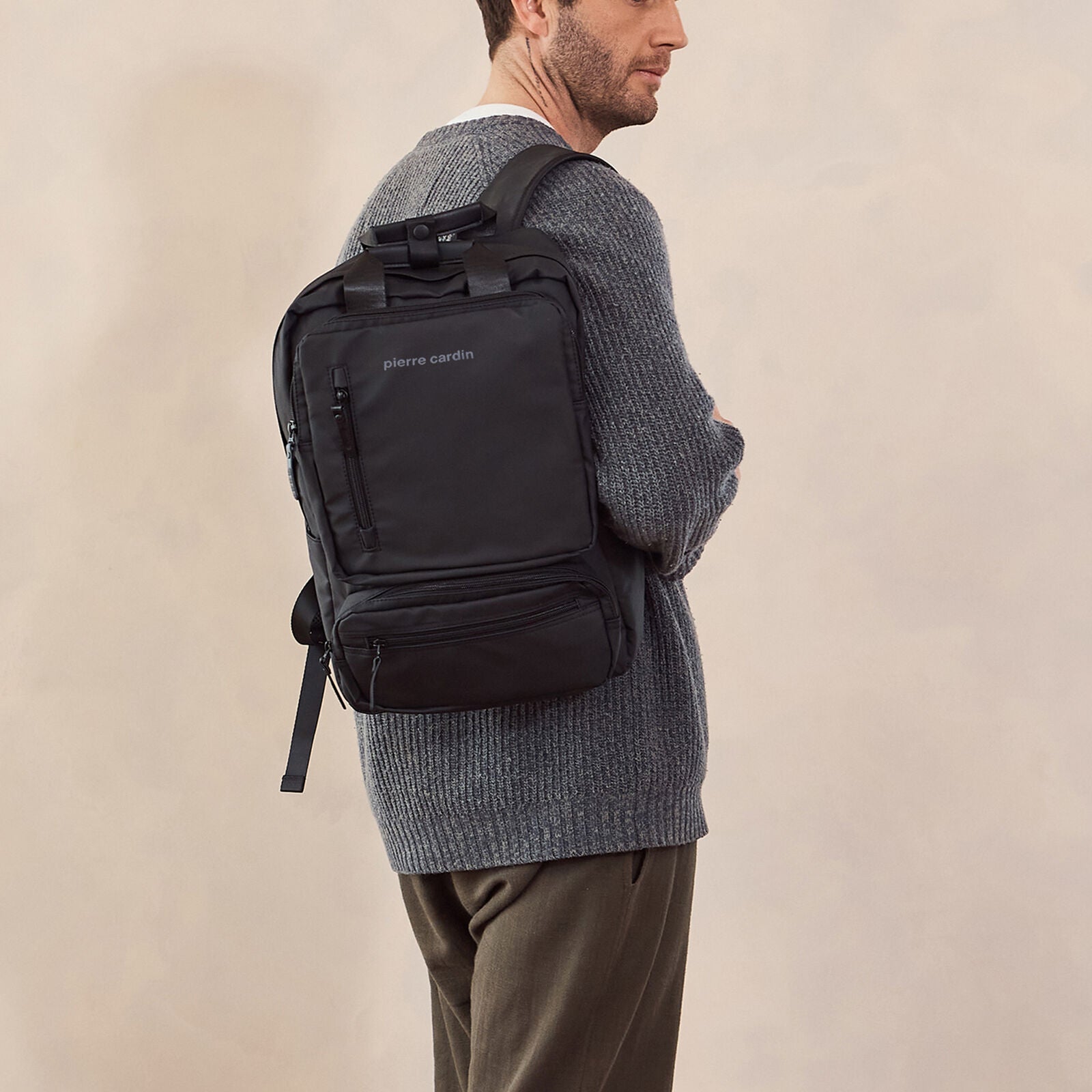 Pierre Cardin Mens Nylon Computer/Business Backpack Bag - Black-4