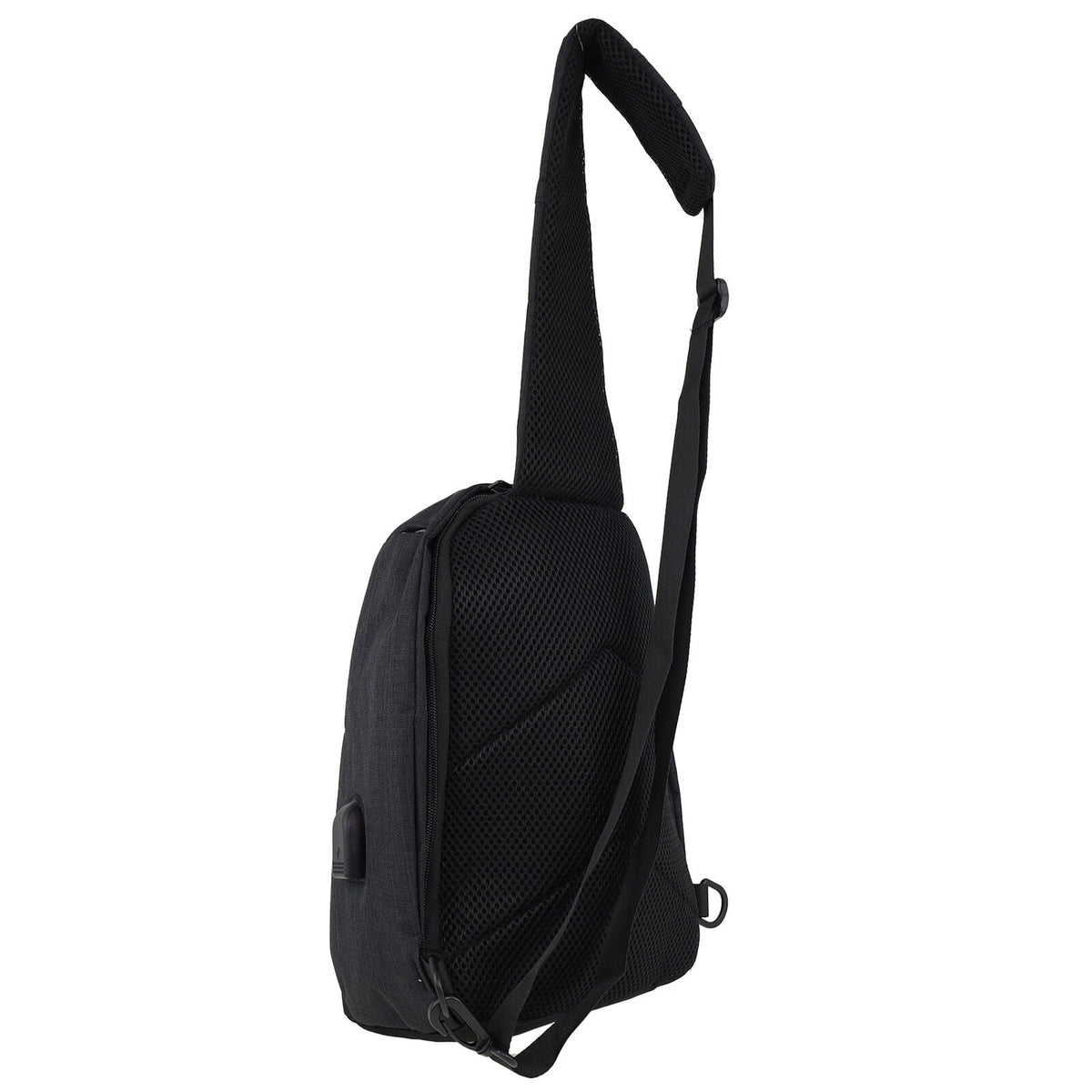 Pierre Cardin Mens Travel Nylon Sling Crossbody Bag- Black