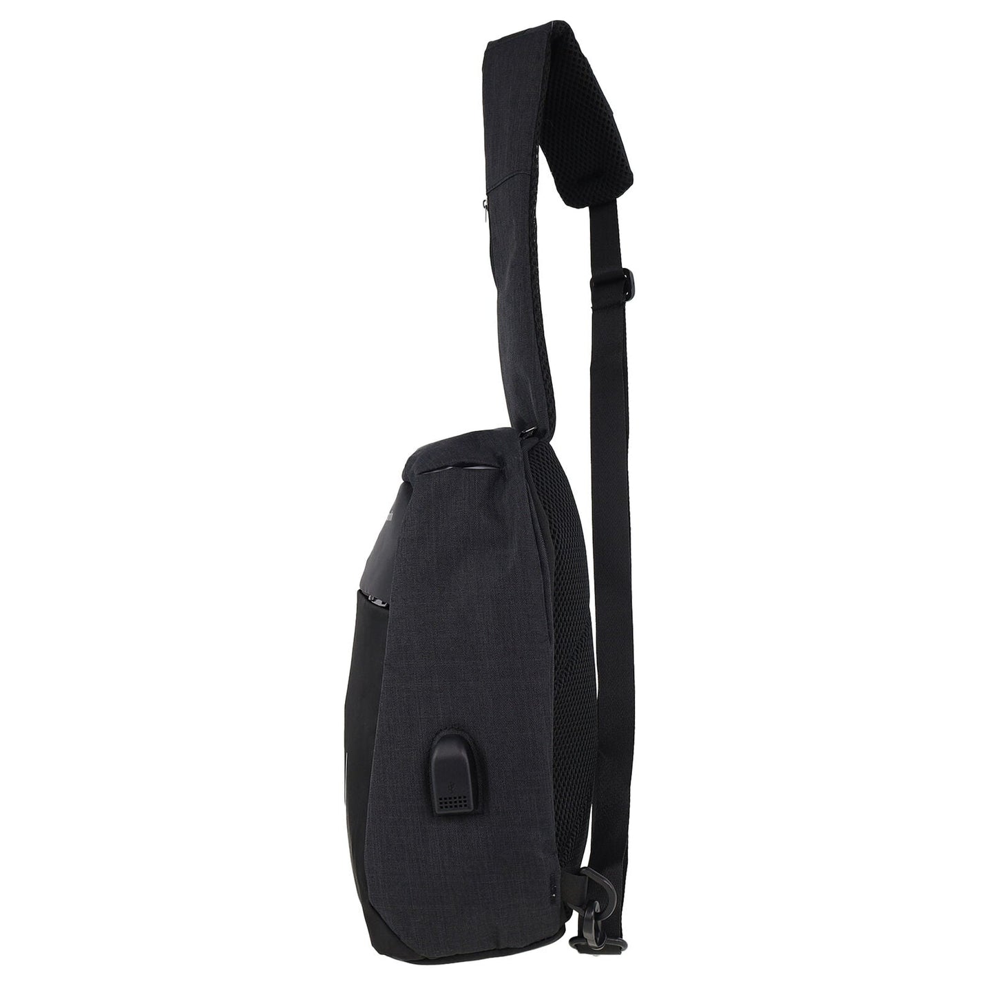 Pierre Cardin Mens Travel Nylon Sling Crossbody Bag- Black