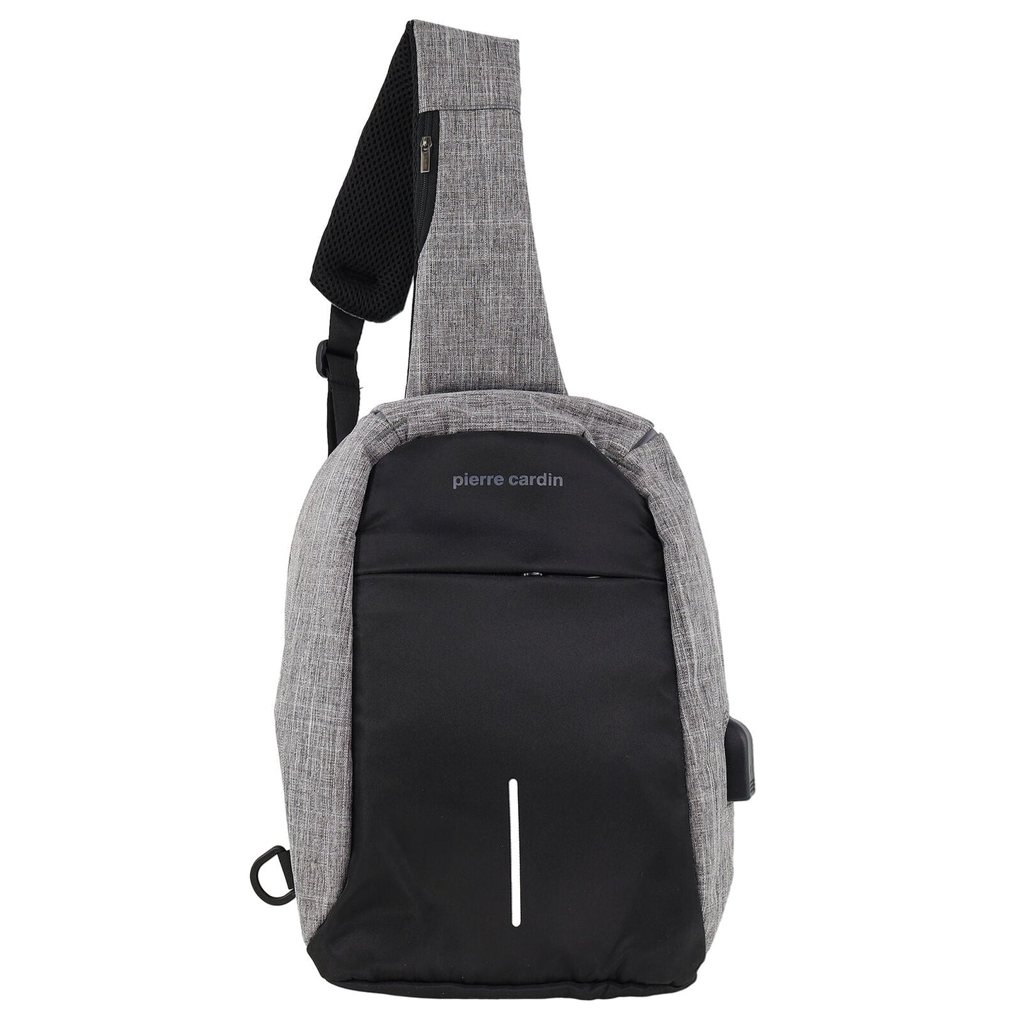 Pierre Cardin Mens Nylon Sling Bag - Grey/Black-2