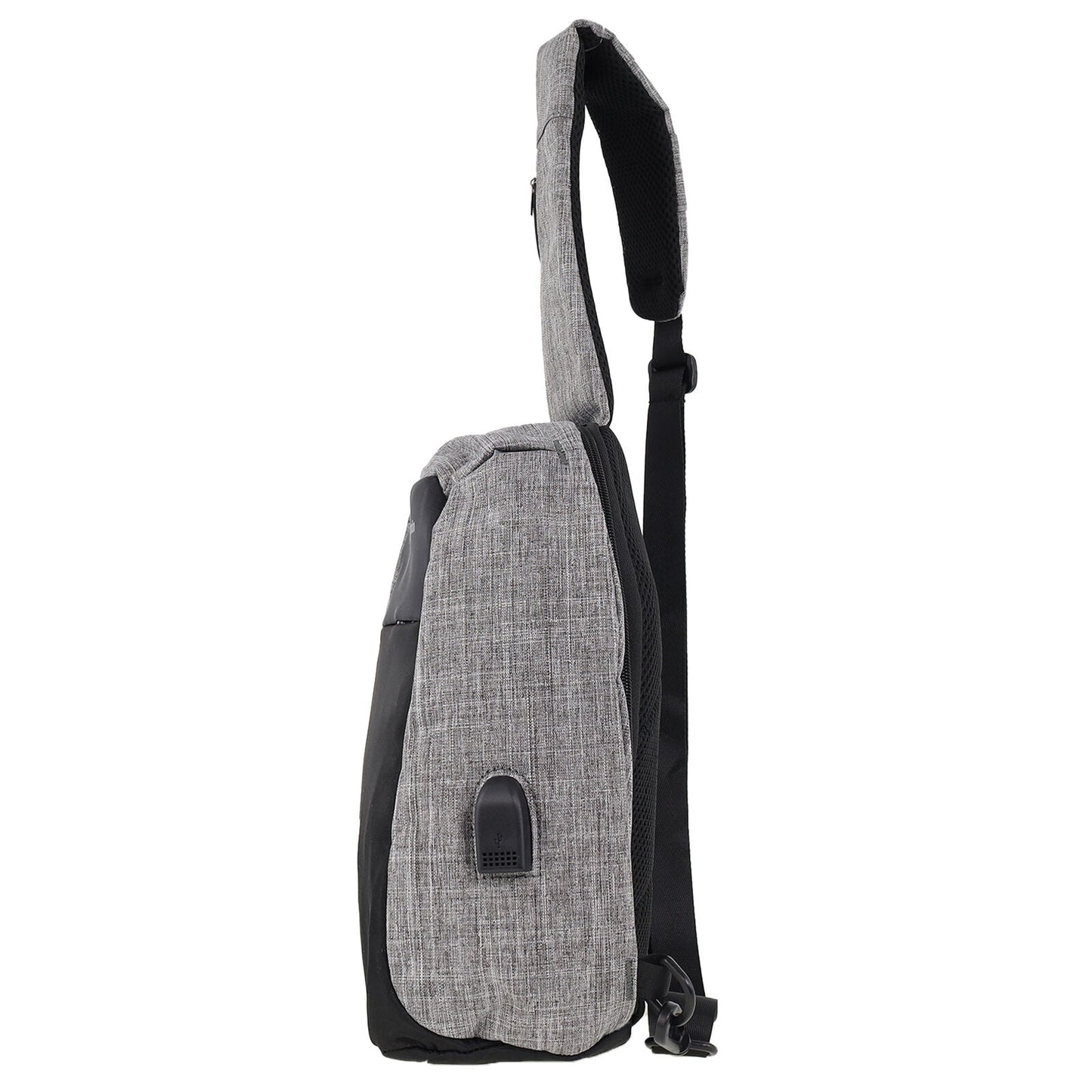 Pierre Cardin Mens Nylon Sling Bag - Grey/Black