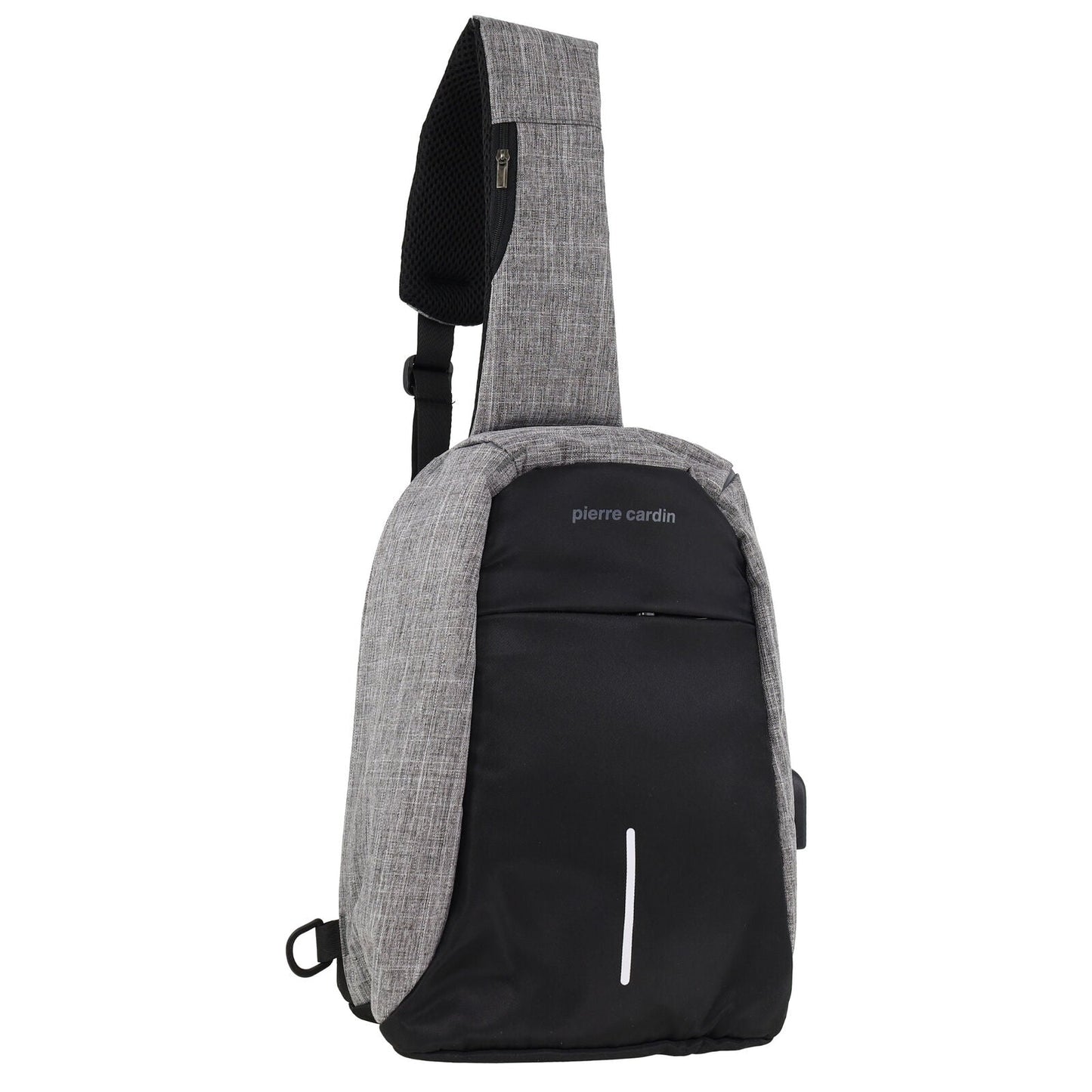 Pierre Cardin Mens Nylon Sling Bag - Grey/Black