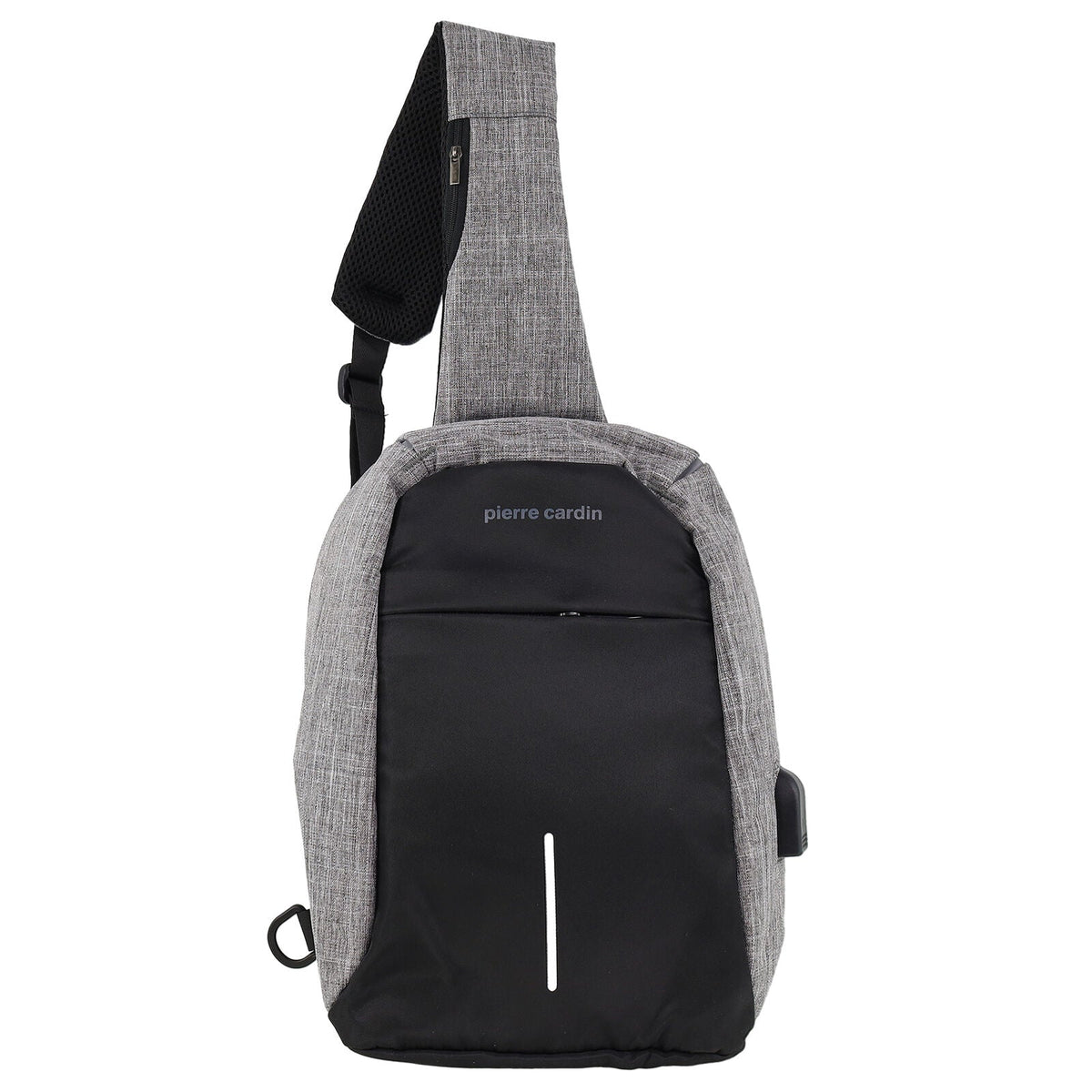 Pierre Cardin Mens Nylon Sling Bag - Grey/Black