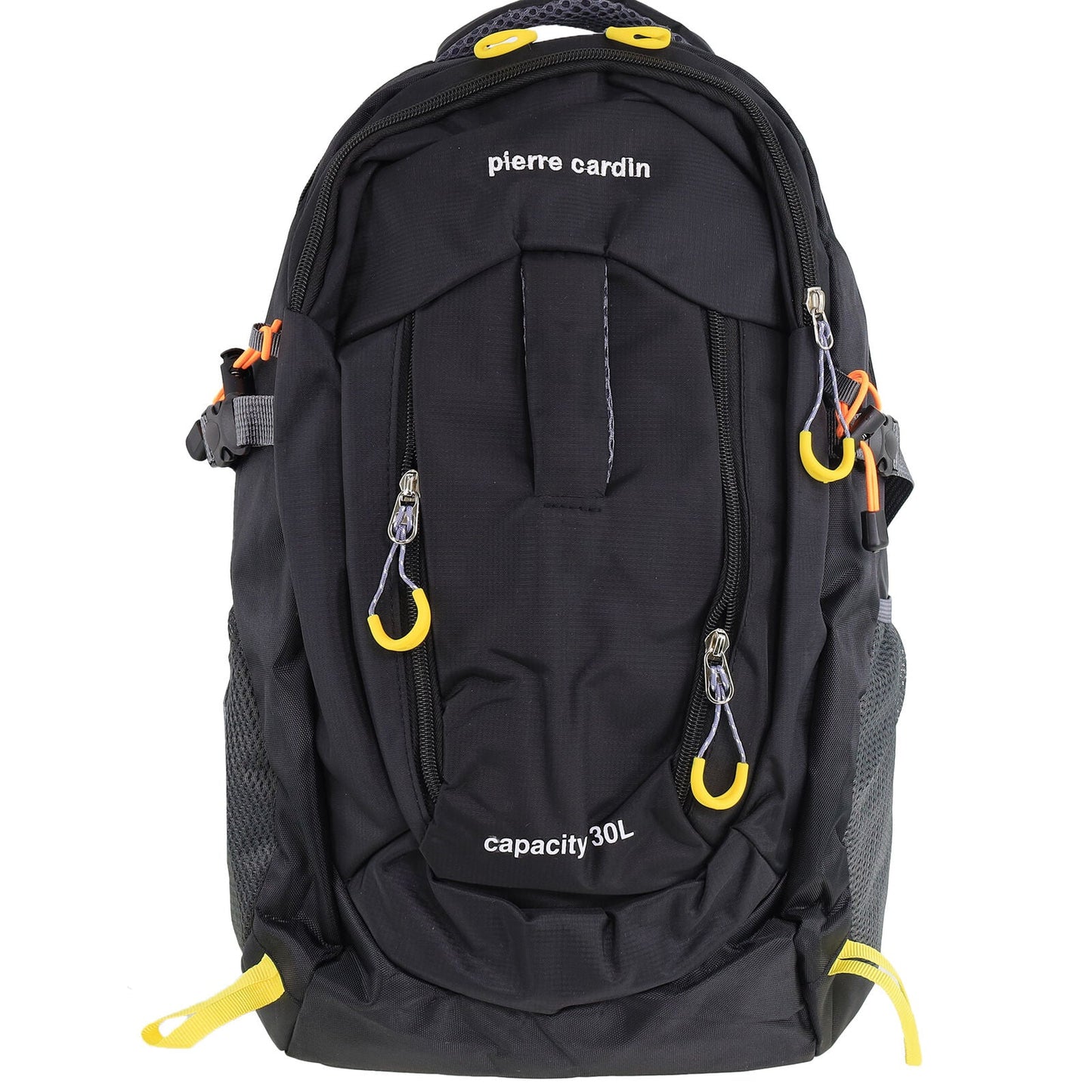 Pierre Cardin Mens 30L Nylon Adventure Backpack Bag Travel Hiking in Black