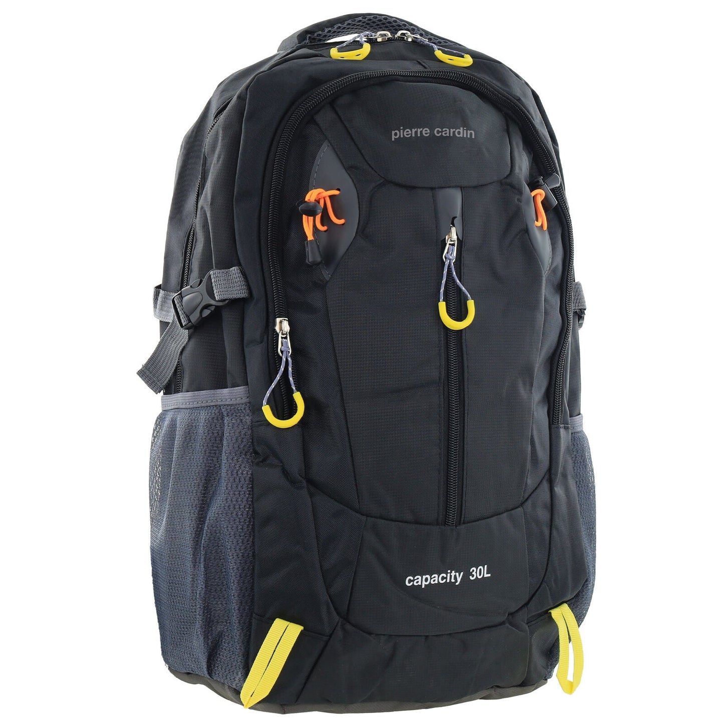 Pierre Cardin Mens 30L Nylon Adventure Travel Hiking Backpack Bag in Black-0
