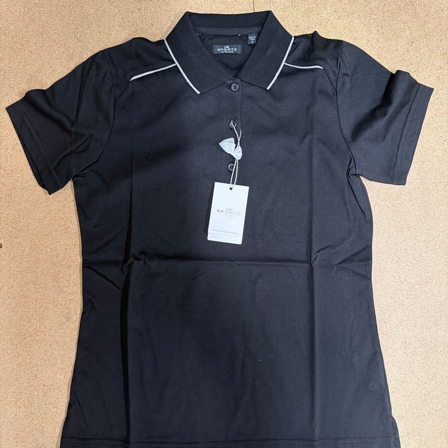 Sporte Leisure Womens Dash Jersey Polo Top in Black