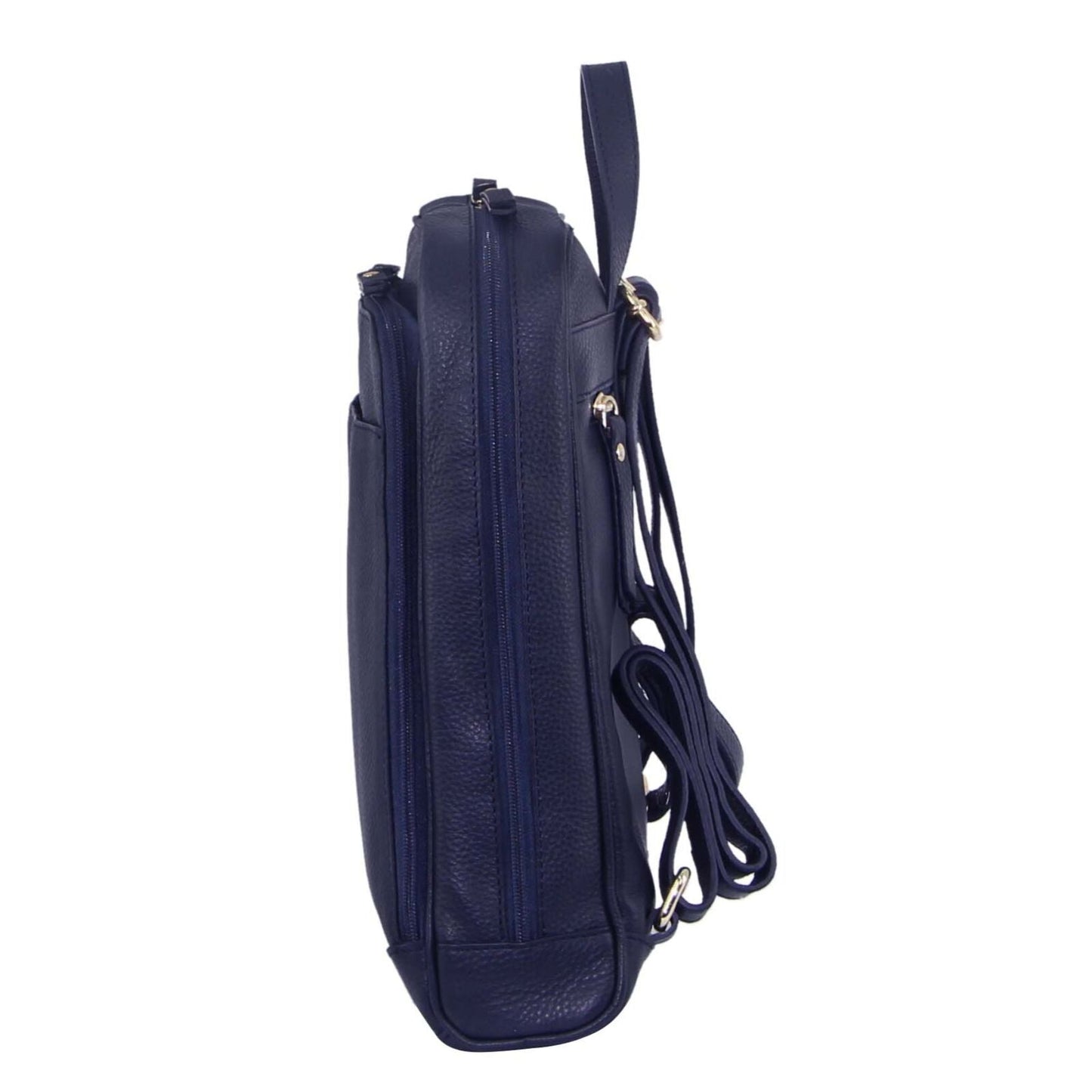 Pierre Cardin Rustic Womens Leather Backpack Bag Handbag Back Pack Travel  - Navy-3