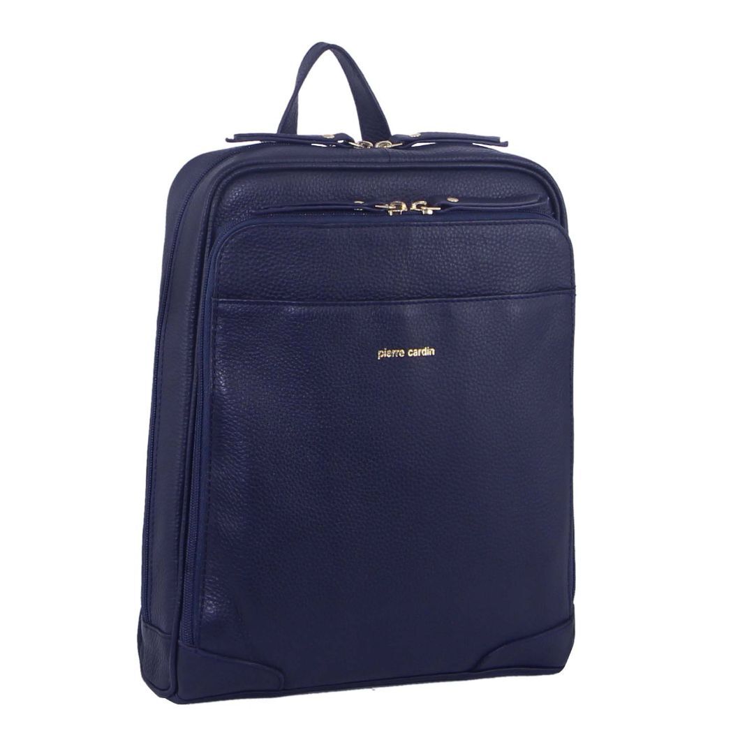 Pierre Cardin Rustic Womens Leather Backpack Bag Handbag Back Pack Travel  - Navy-0