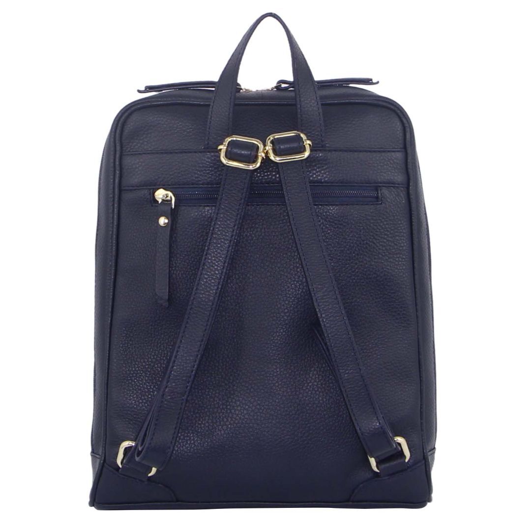 Pierre Cardin Rustic Womens Leather Backpack Bag Handbag Back Pack Travel  - Navy-2