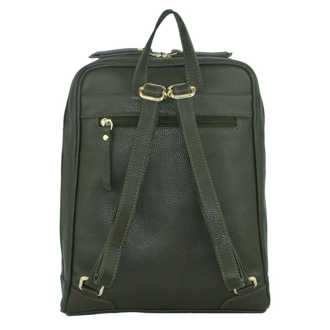 Pierre Cardin Rustic Womens Leather Backpack Bag Handbag Back Pack Travel  - Olive-2