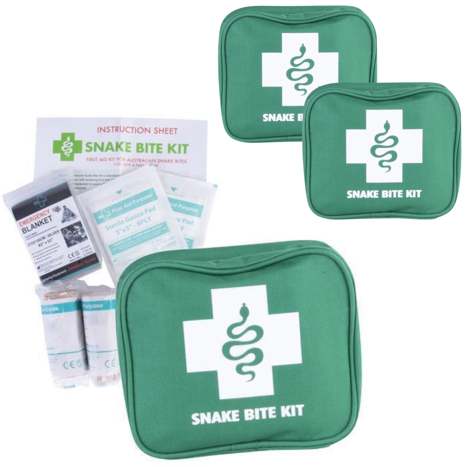 2x 9 Piece Australian Snake Bite First Aid Kit Camping Hiking Travel-1