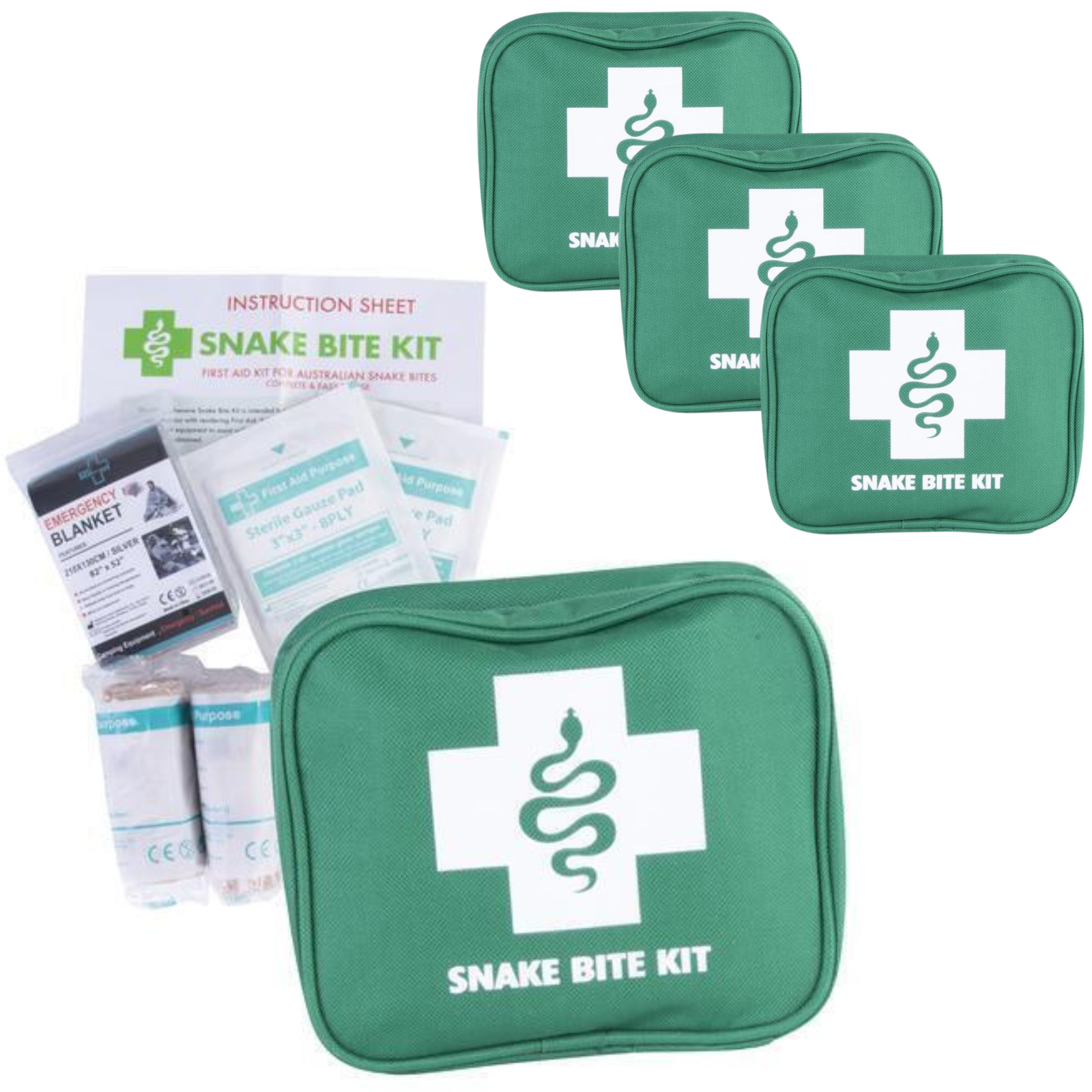 3x 9 Piece Australian Snake Bite First Aid Kit Camping Hiking Travel-1