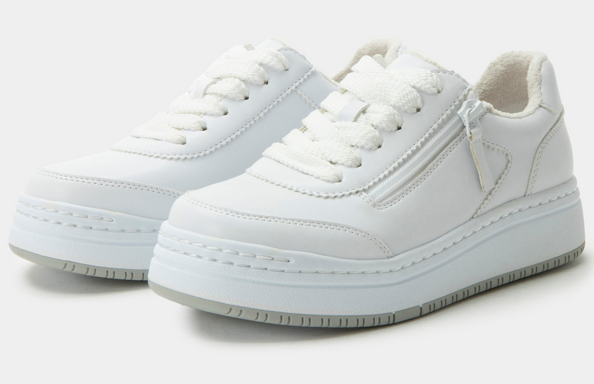 Alegria Averie Retro Classic Sneaker w/ Side Zip Everyday Walking Shoes in White