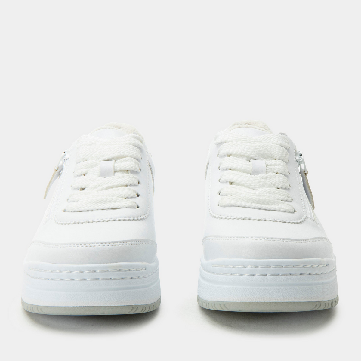 Alegria Averie Retro Classic Sneaker w/ Side Zip Everyday Walking Shoes in White