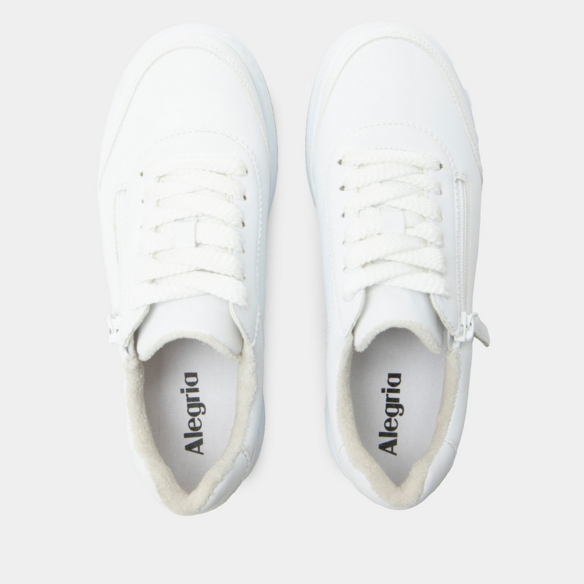 Alegria Averie Retro Classic Sneaker w/ Side Zip Everyday Walking Shoes in White