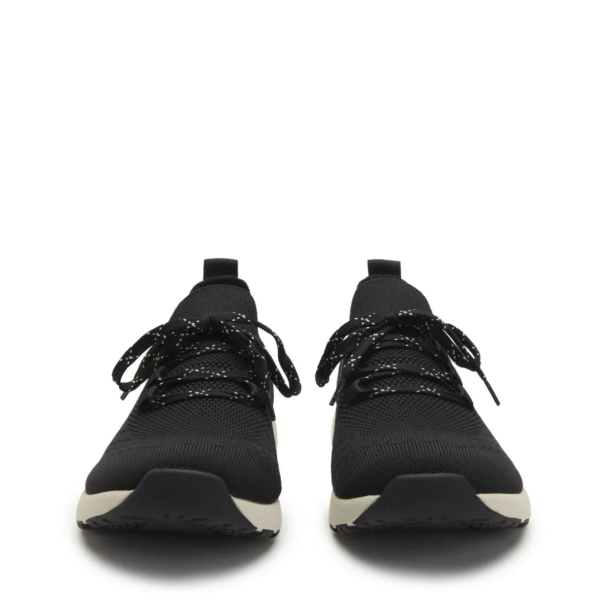 TRAQ Froliq Womens Walking Shoes Knit Lace-Up Lightweight Cushioned in Black