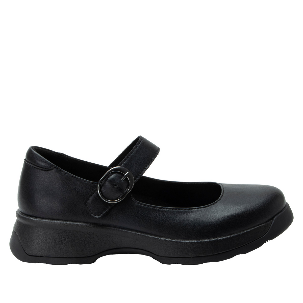 Alegria Womens Jazmine Mary Jane Leather Sandals Shoes (JAZ-601) in Black Nappa
