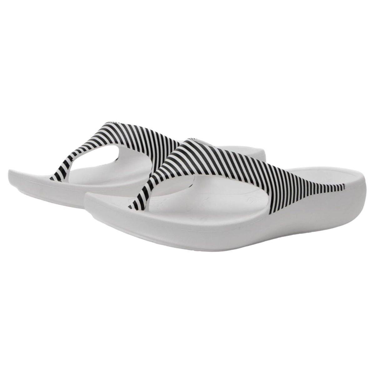 Alegria Ode Womens Sandals RecoverMe Arch Support Thong in Black & White Stripes