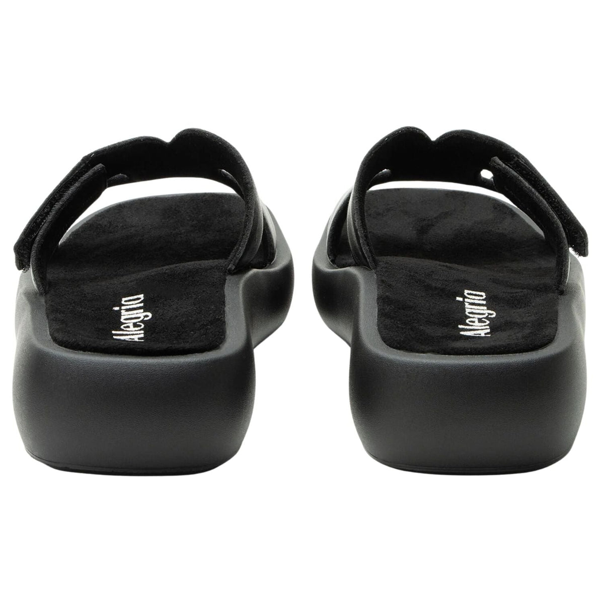 Alegria Portia Women’s Sandals Leather Adjustable Strap Comfort Slip-On in Black