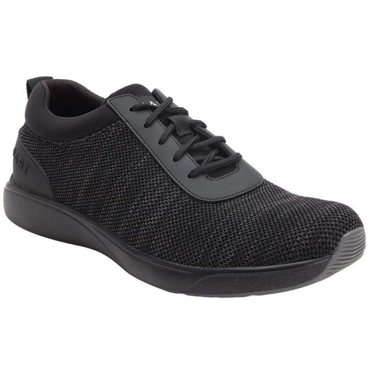 Alegria Quantum Mens Knit Lace-Up Smart Shoes w/ Q-Chip Pedometer in Blackout