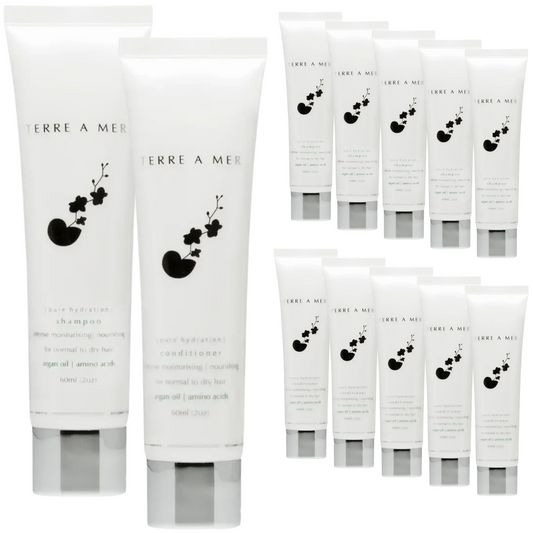 12pc Set terreamer Pure Hydration Amino Acid/Argan Oil Shampoo & Conditioner  - 60ml Travel Size