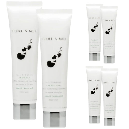 6pc Set terreamer Pure Hydration Amino Acid/Argan Oil Shampoo & Conditioner  - 60ml Travel Size