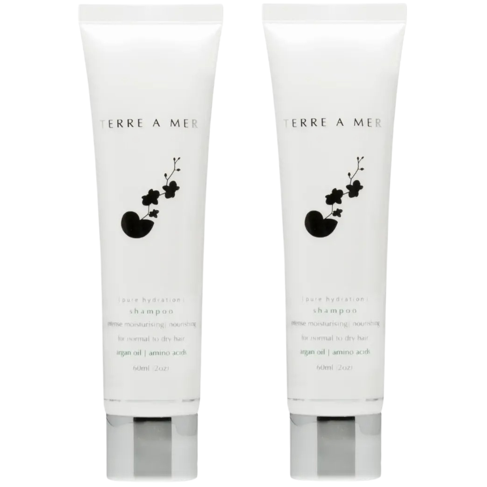 2x Terre A Mer Pure Hydration Amino Acid/Argan Oil Shampoo - 60ml Travel Size-0