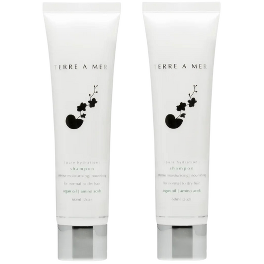 2x Terre A Mer Pure Hydration Amino Acid/Argan Oil Shampoo - 60ml Travel Size-0