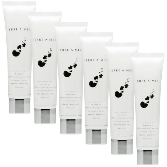 6x terreamer Pure Hydration Amino Acid/Argan Oil Shampoo - 60ml Travel Size