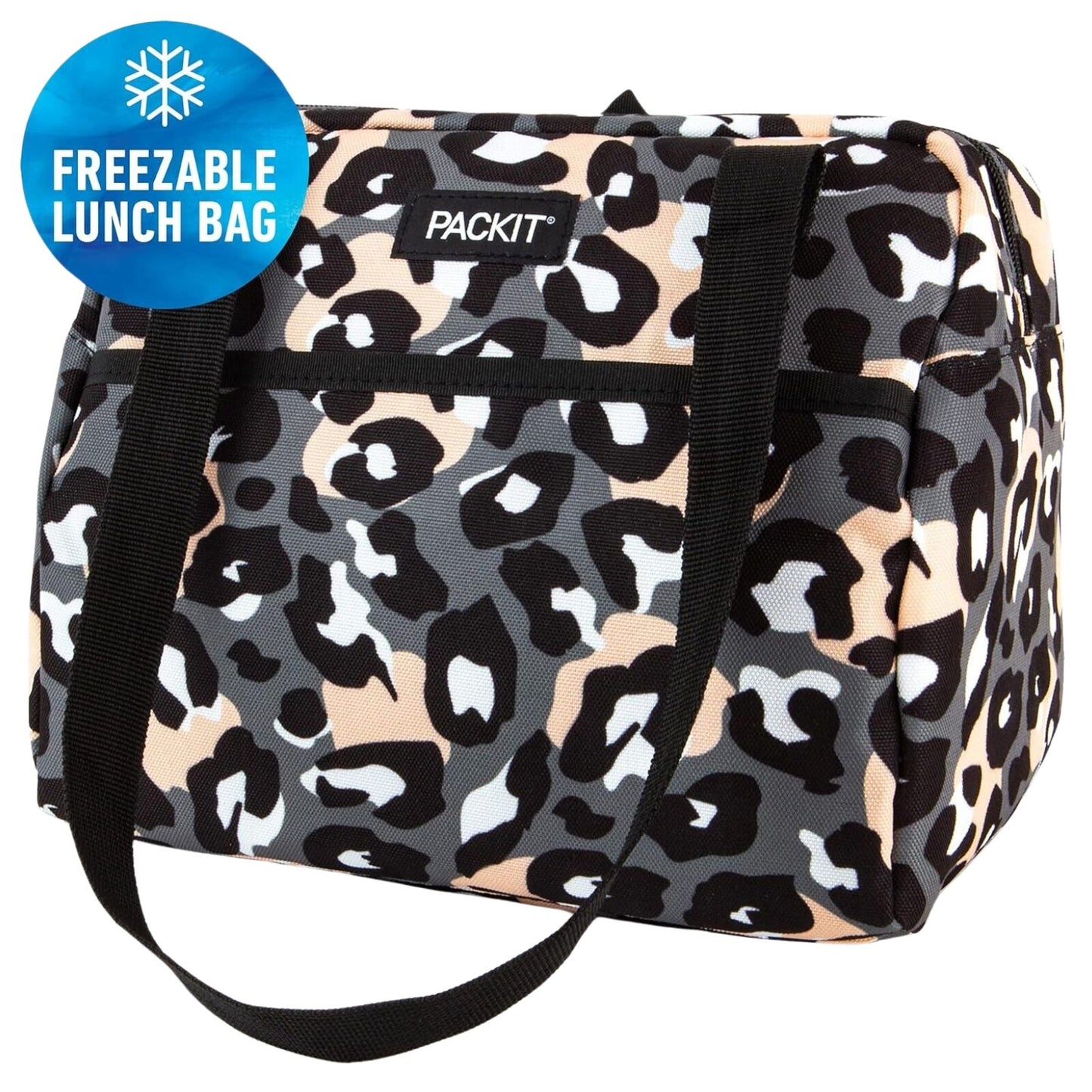 PACKIT Freezable Ice Lunch Bag Tote Food Storage Camping Travel Tiger - Wild Leopard-1