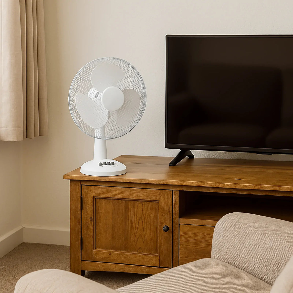 4x Sheffield 30cm Desk/Table Fan with 3 Speed Settings in White (PL705)