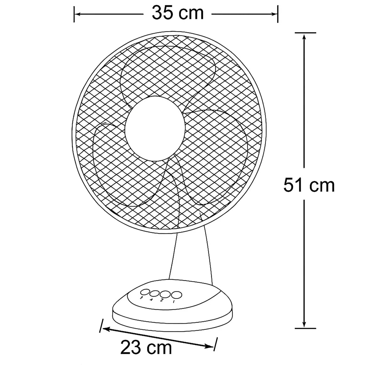 4x Sheffield 30cm Desk/Table Fan with 3 Speed Settings in White (PL705)