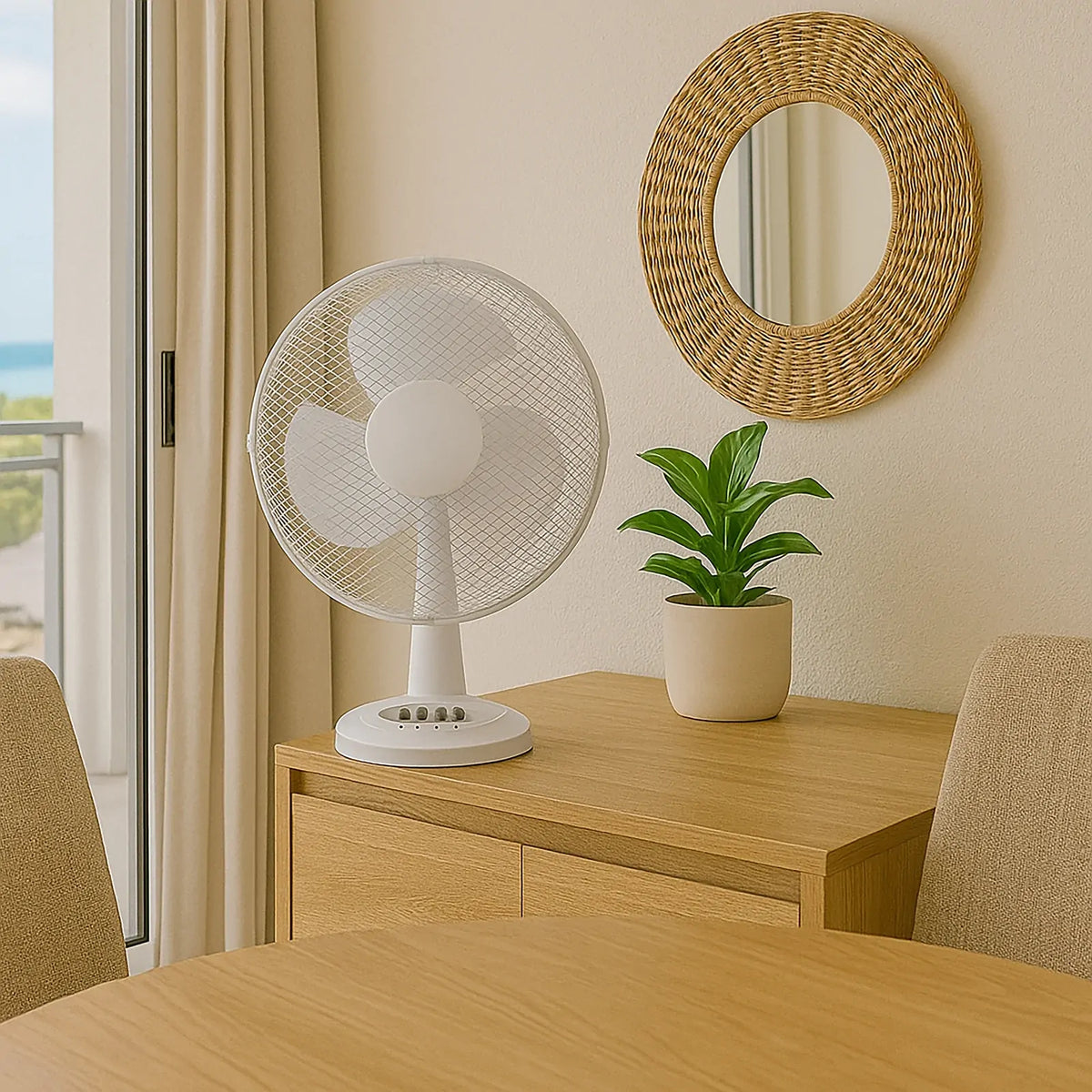 Sheffield 30cm Desk/Table Fan with 3 Speed Settings in White (PL705)