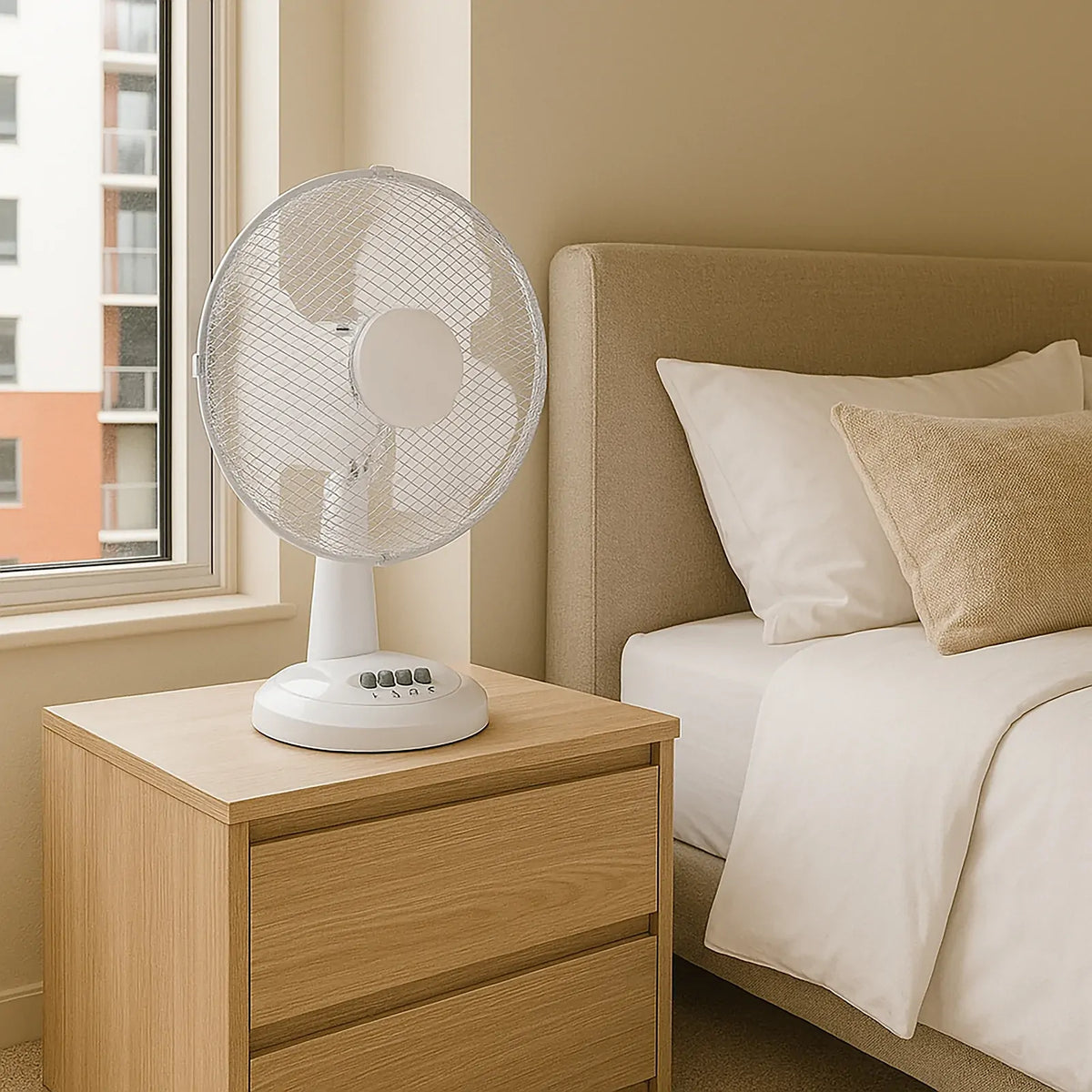 Sheffield 30cm Desk/Table Fan with 3 Speed Settings in White (PL705)