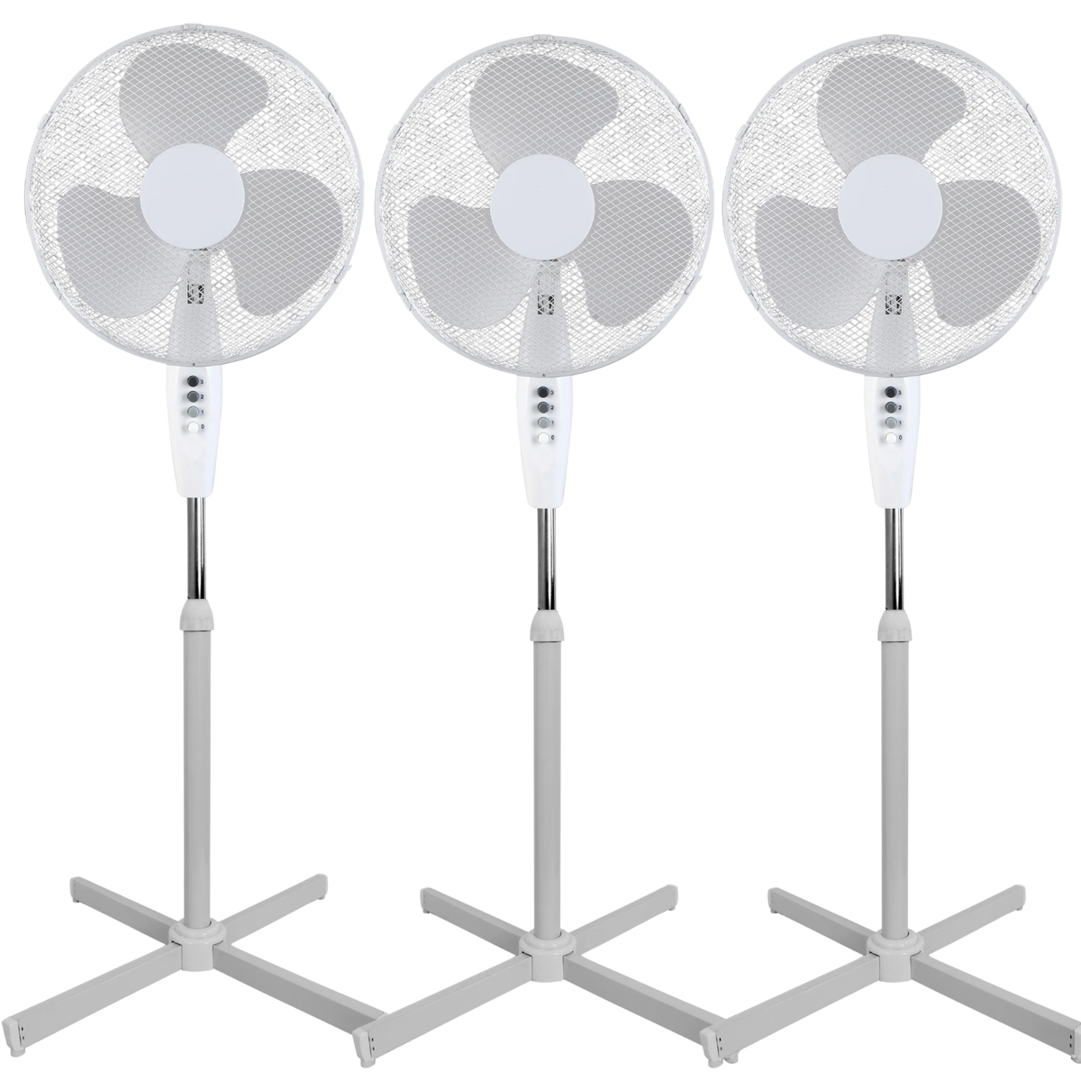 3x Sheffield 1.25m Tall Pedestal Oscillating Fan Self Standing w/ 40cm Head in White