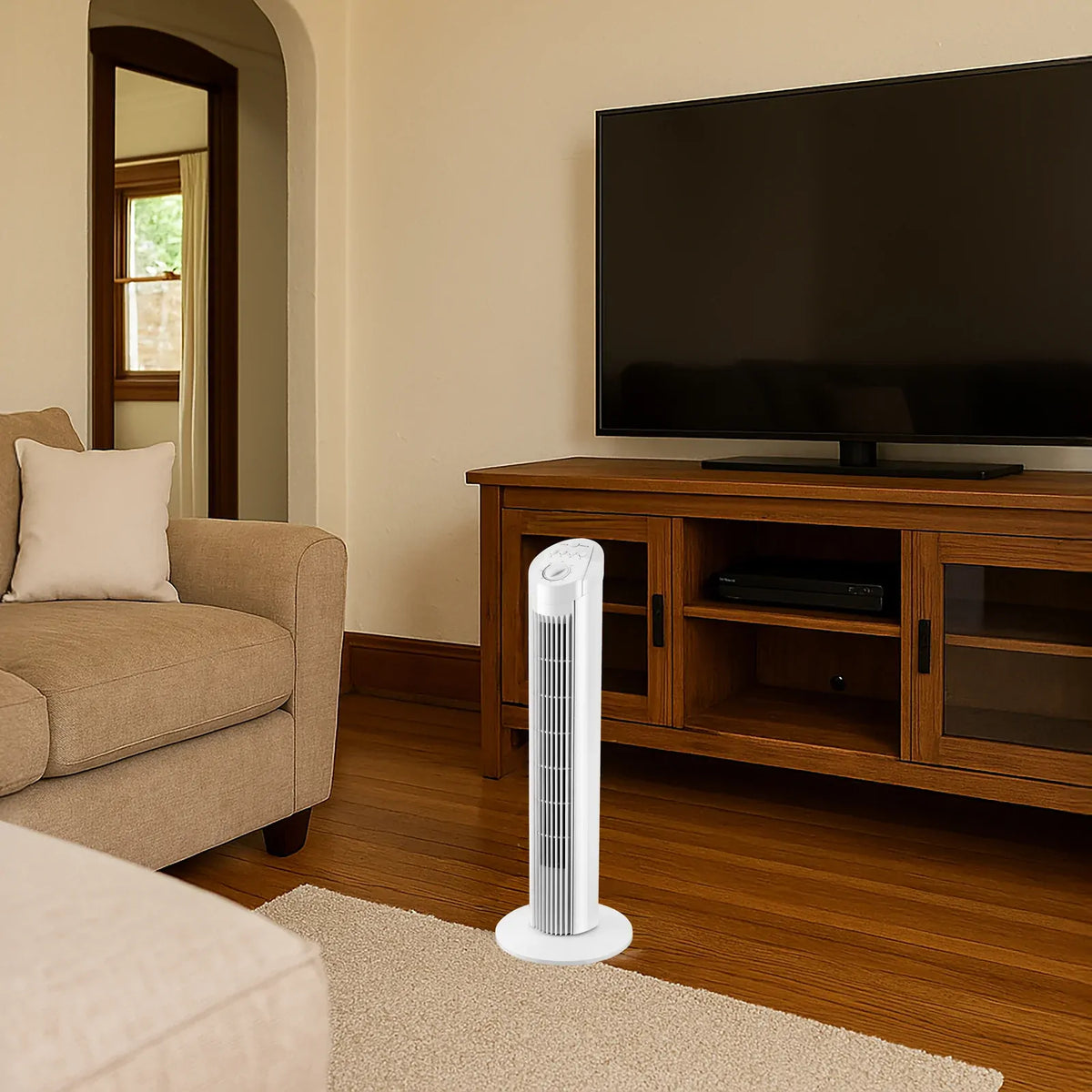 2x Sheffield  74cmTower Oscillating Fan w/ 3-Speeds & Timer in White