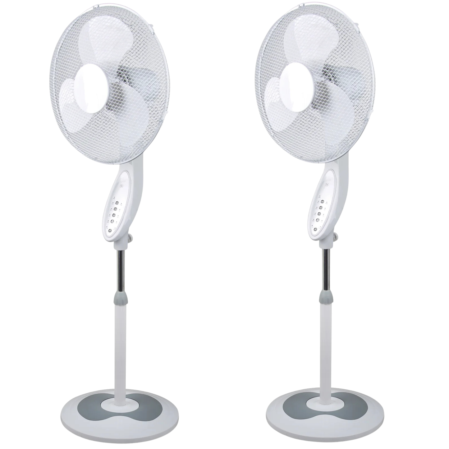 2x Sheffield Height Adjustable Pedestal Fan w/ Remote Control Oscillating Self Standing in White