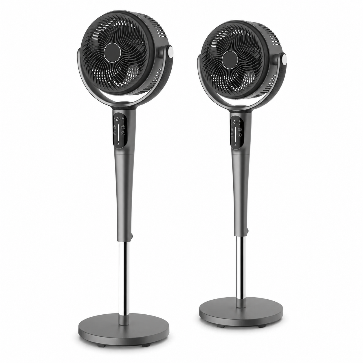 2x Sheffield 3D Pedestal Circulator Fan w/ LCD & Remote Control (PLA1955) in Grey