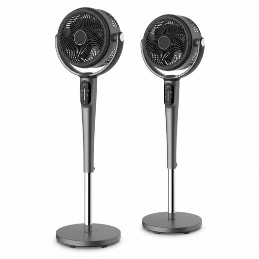 2x Sheffield 3D Pedestal Circulator Fan w/ LCD & Remote Control (PLA1955) in Grey