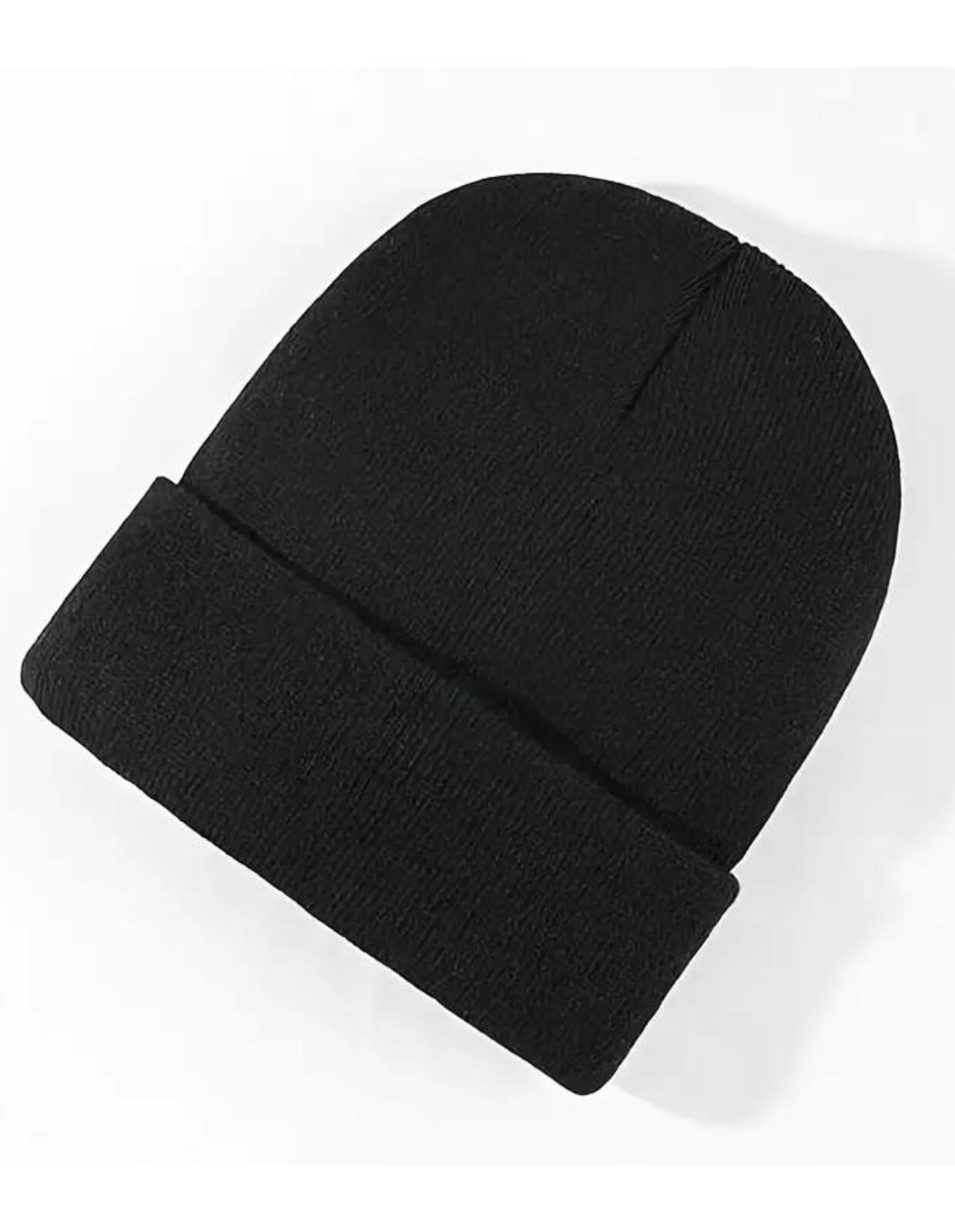 PLAIN BEANIE Unisex Mens Womens Winter Warm Hat Ski Cap Knit One Size - Black-3