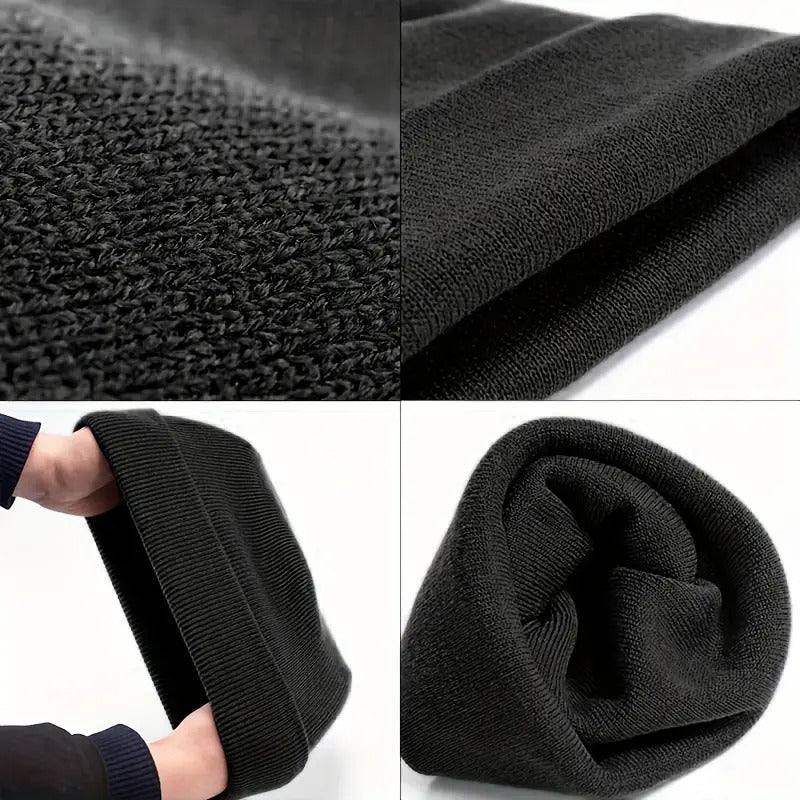 PLAIN BEANIE Unisex Mens Womens Winter Warm Hat Ski Cap Knit One Size - Black-2