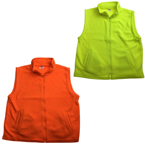 PLAIN HI VIS Polar Fleece Vest Full Zip Safety Workwear High Visibility Fleecy-0