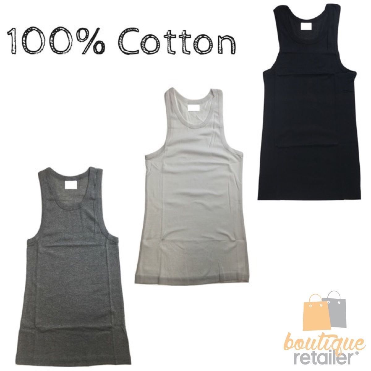 Mens 100% Cotton Plain Singlet Tank Top - Basic Slim Gym Top-1