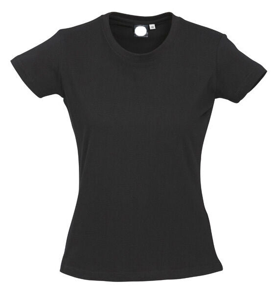 Womens PLAIN T-SHIRT 100% COTTON Tee Short Sleeve Basic Ladies Top Blank - Black