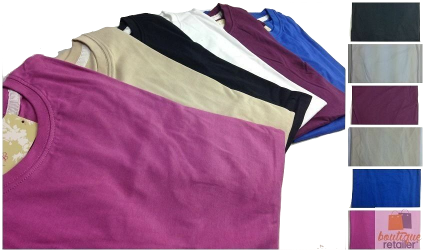 Womens PLAIN T-SHIRT 100% COTTON Tee Short Sleeve Basic Ladies Top Blank-0