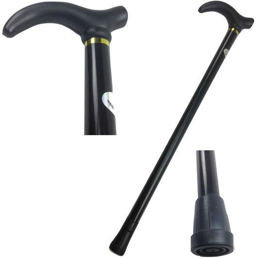 Metal WALKING STICK Travel Extendable Pole Compact Adjustable Lightweight - Black-0