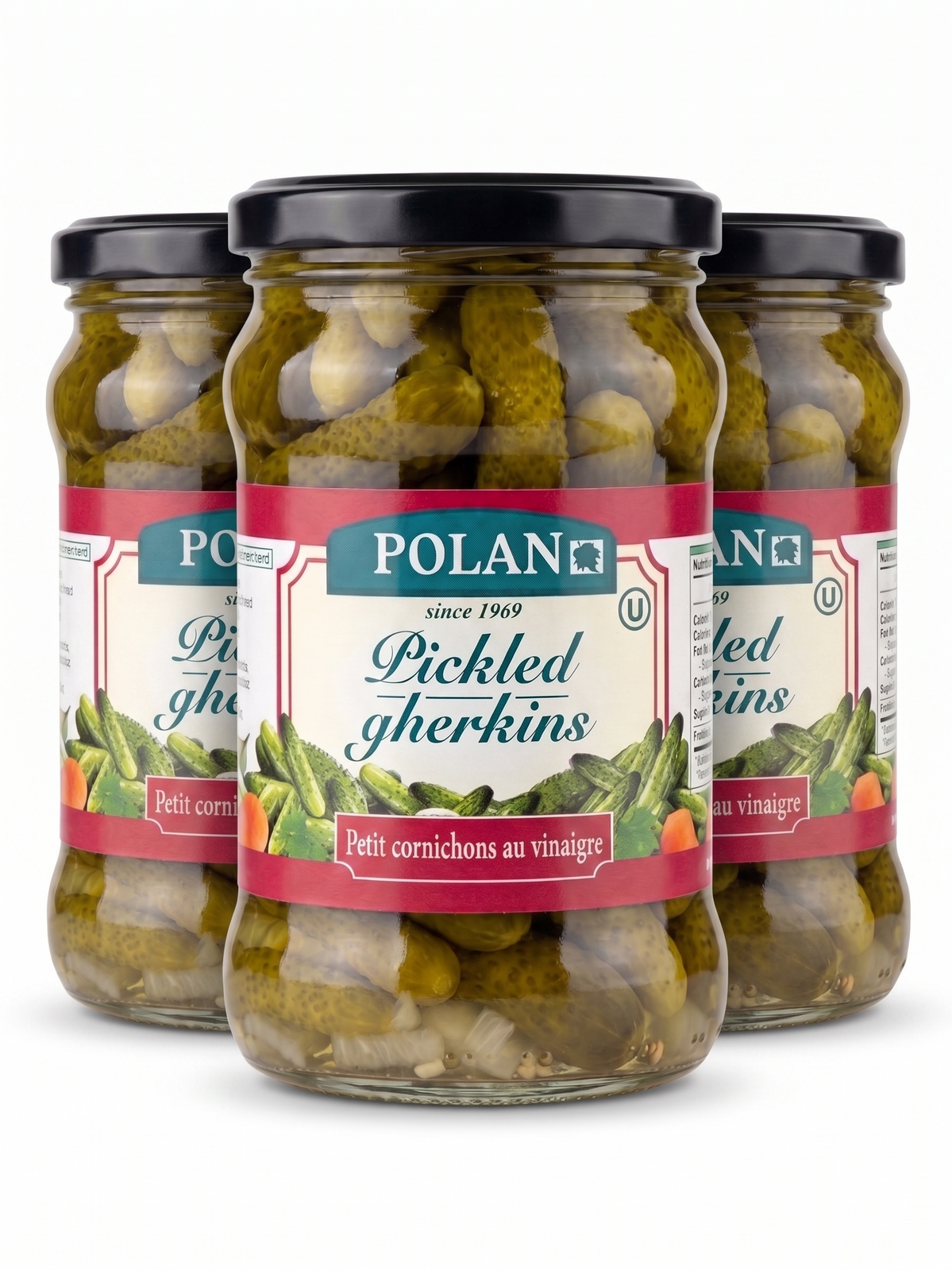 3x 280g Polan Pickled Cucumbers Gherkins Cornichons in Vinegar in Glass Jar - Product of Poland