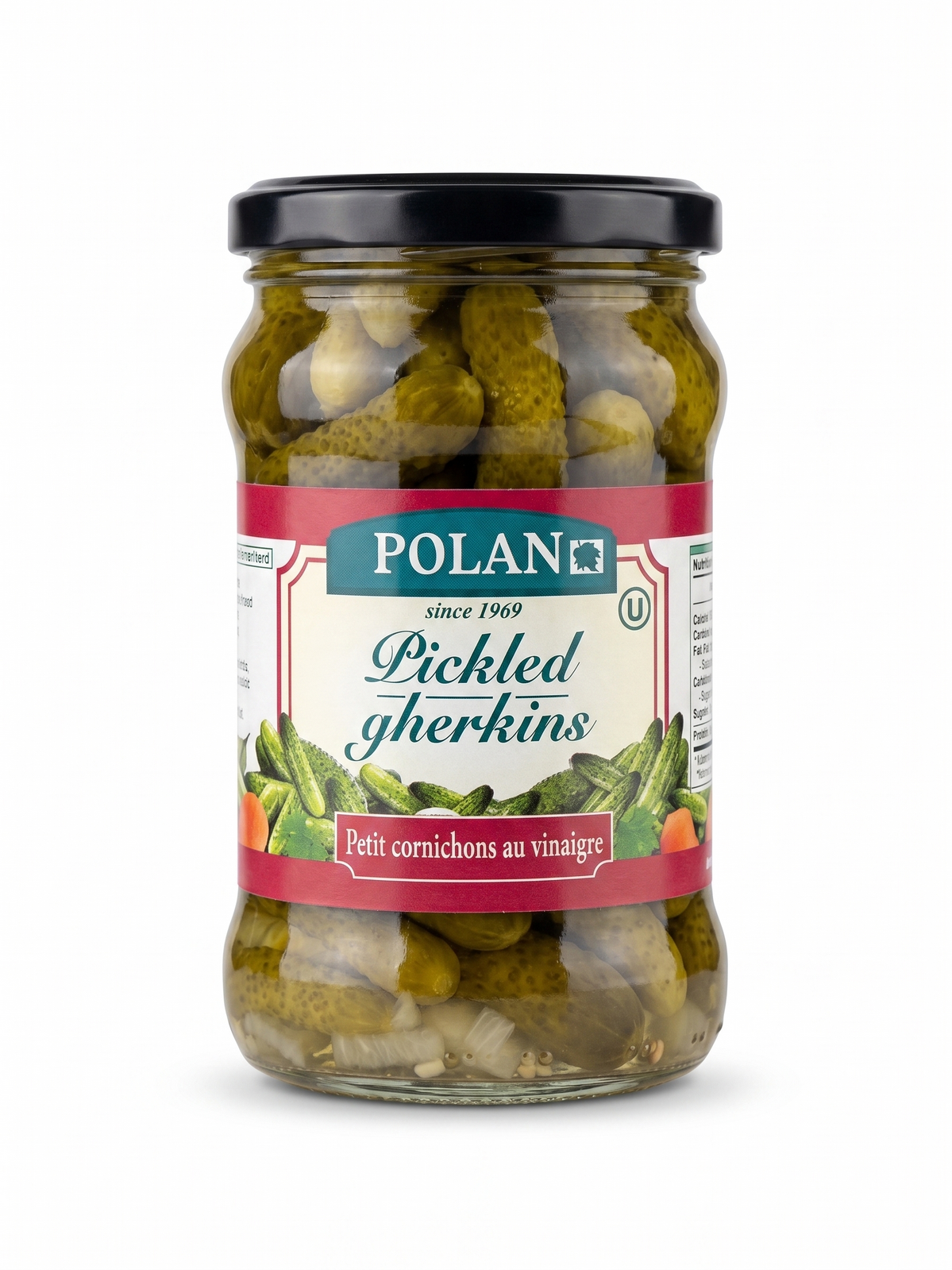 280g Polan Pickled Cucumbers Gherkins Cornichons in Vinegar in Glass Jar - Product of Poland