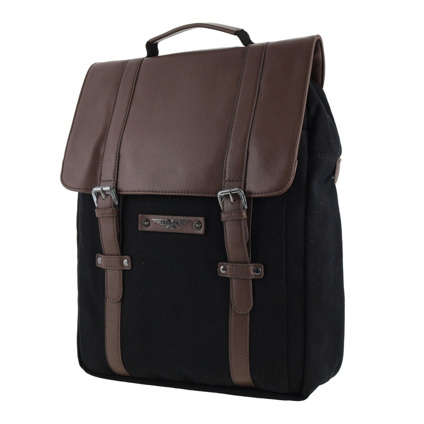 POLICE Messenger Backpack Bag with Laptop Computer Sleeve in Black-1
