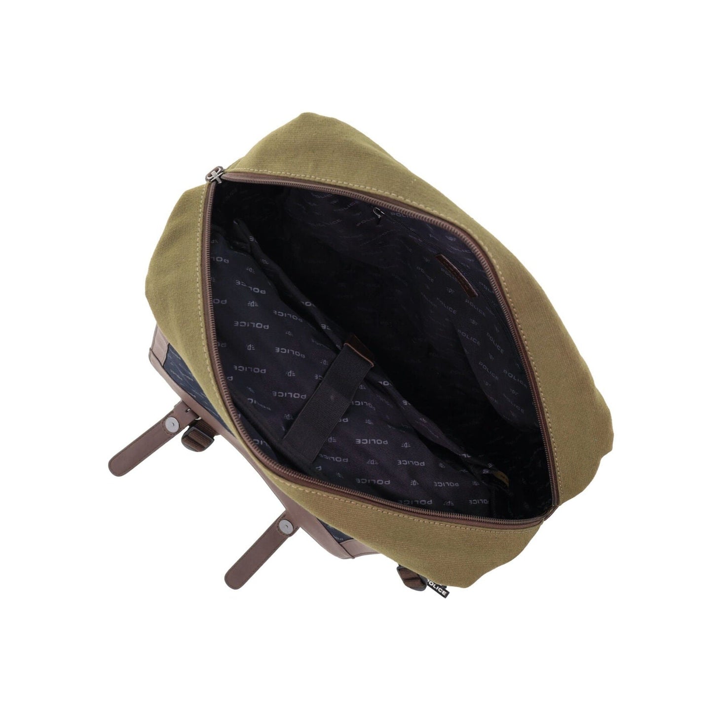 POLICE Messenger Backpack Bag with Laptop Computer Sleeve in Dark Olive-3
